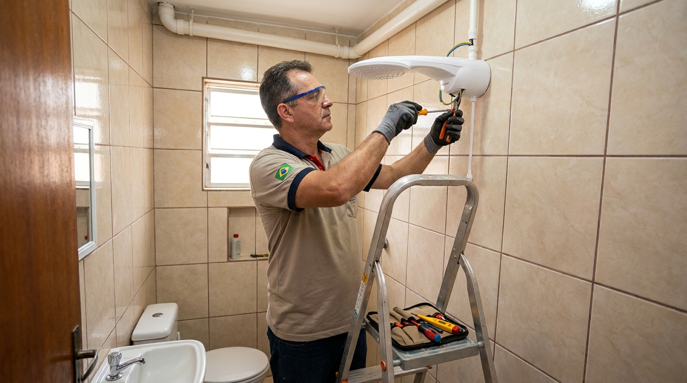 Substituição de Chuveiro Antigo no Centro, Cascavel‑PR